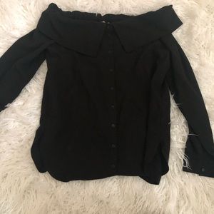 NORDSTROM off the shoulder shirt black new Xs